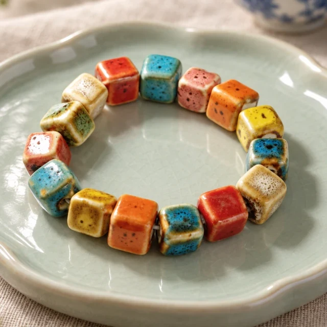 Flambe Glaze Cube Bracelet