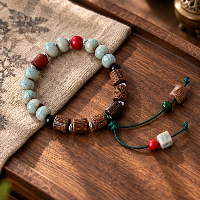 Wood & Ceramic Stacking Bracelet