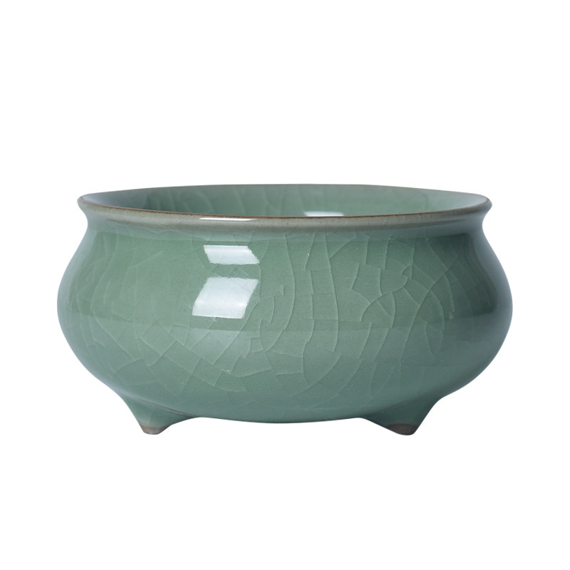 Celadon Crackle-Glaze Tripod Incense Burner
