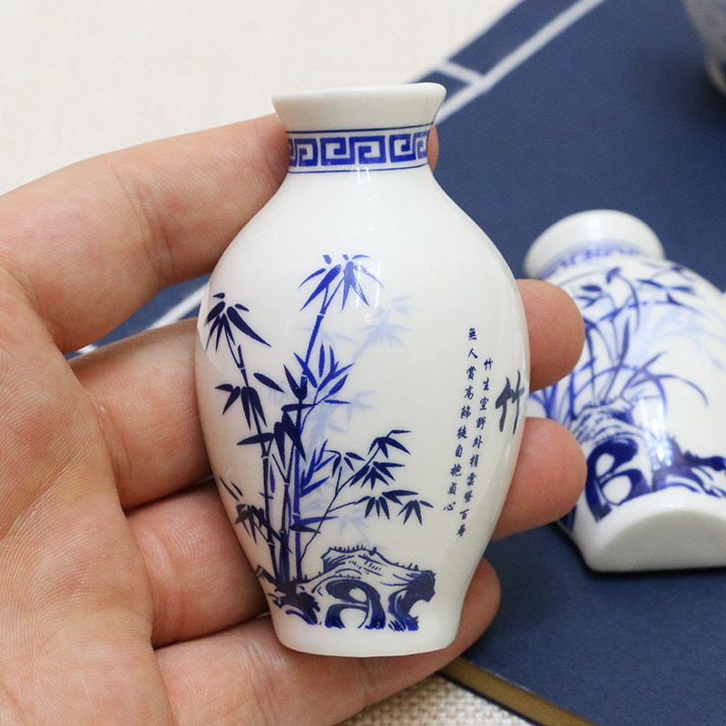 Mini Blue-and-White Vase Fridge Magnets, Set of 3