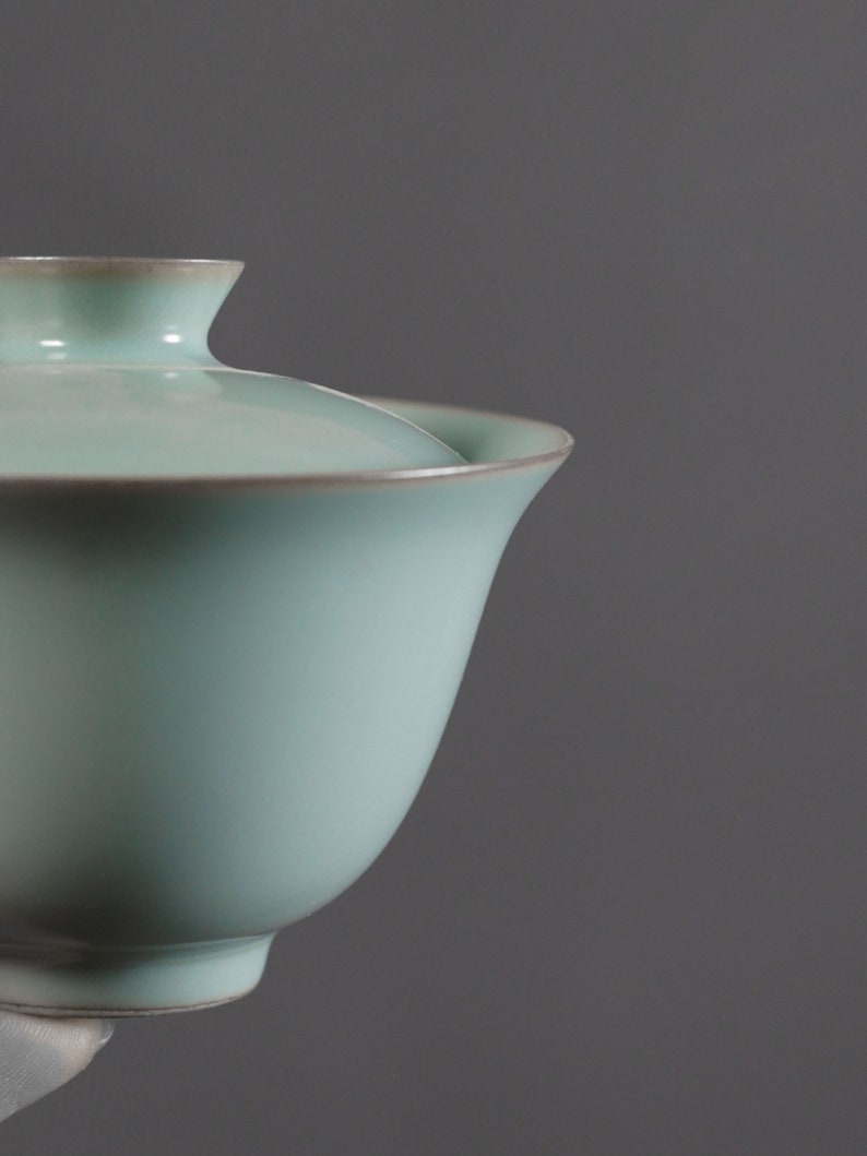 Handmade Ru-Kiln Porcelain Gaiwan Tea Set, Three Glaze Colors