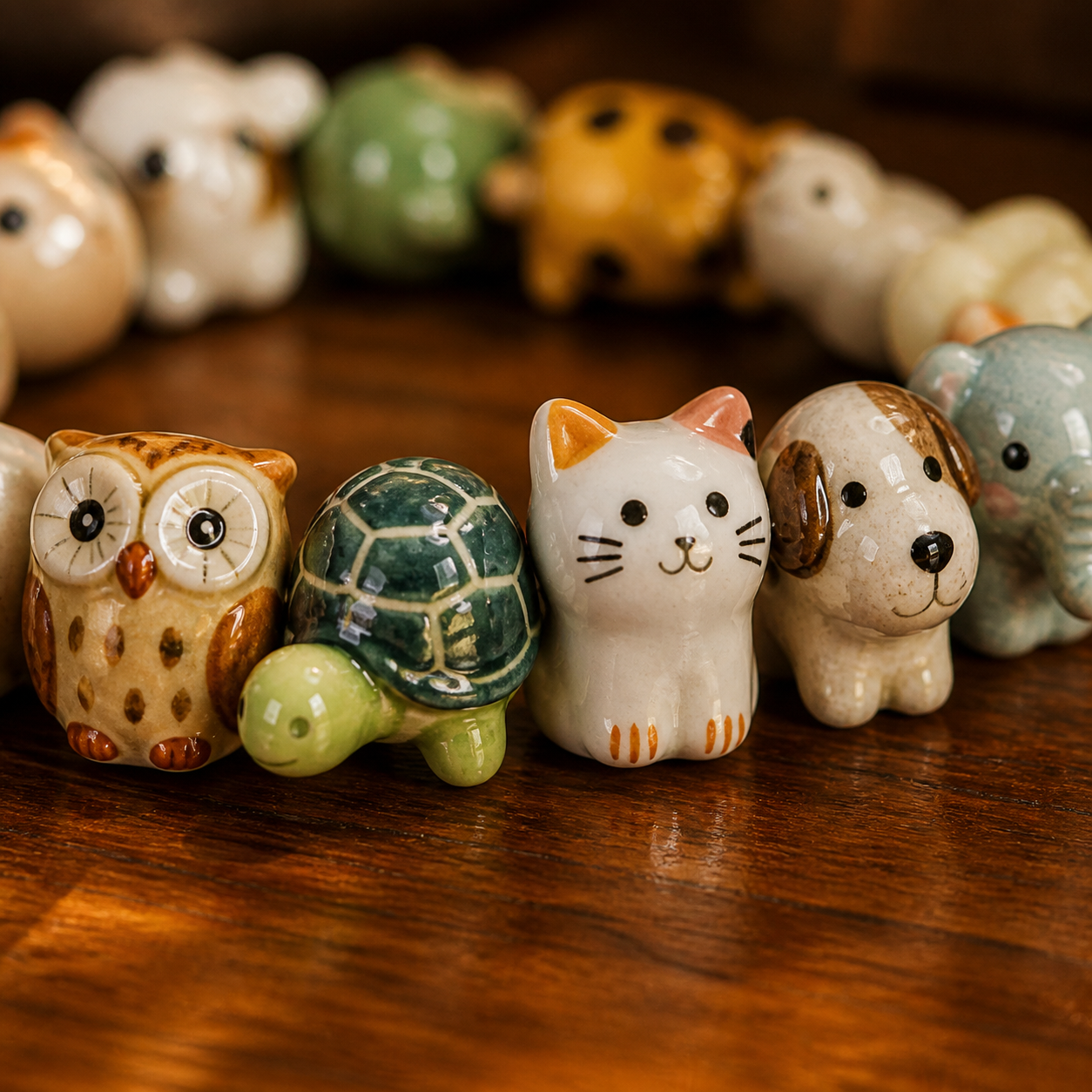 Playful Porcelain Animal Bead Bracelet