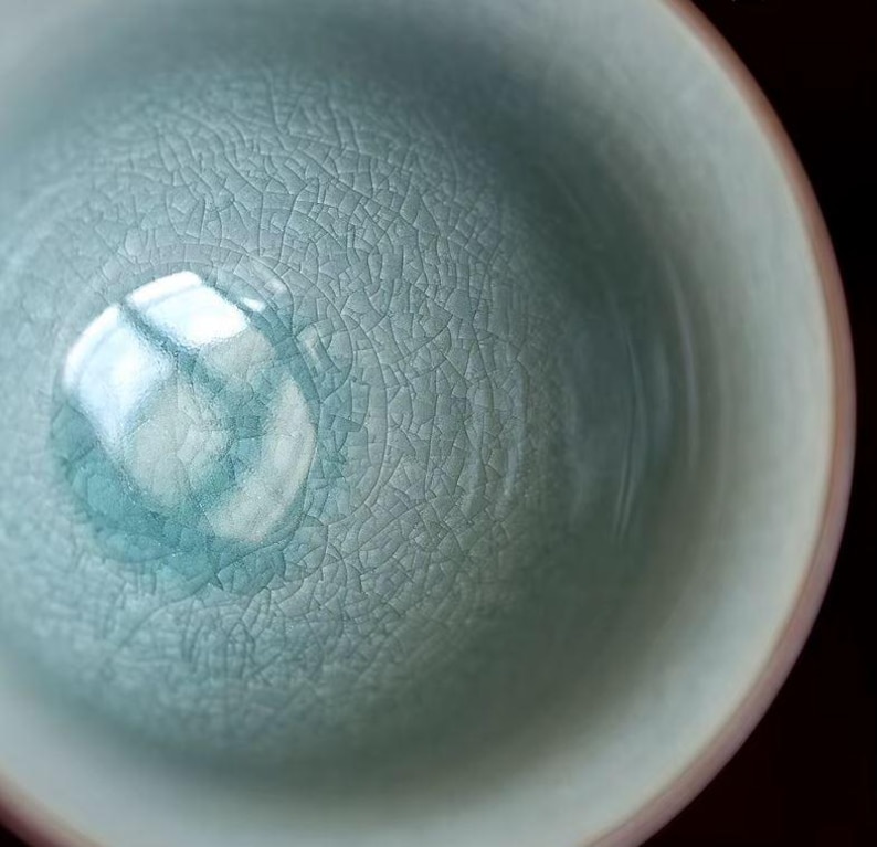 Modern Ice-Crack Celadon Gaiwan, 130ml Reactive Glaze Tea Cup