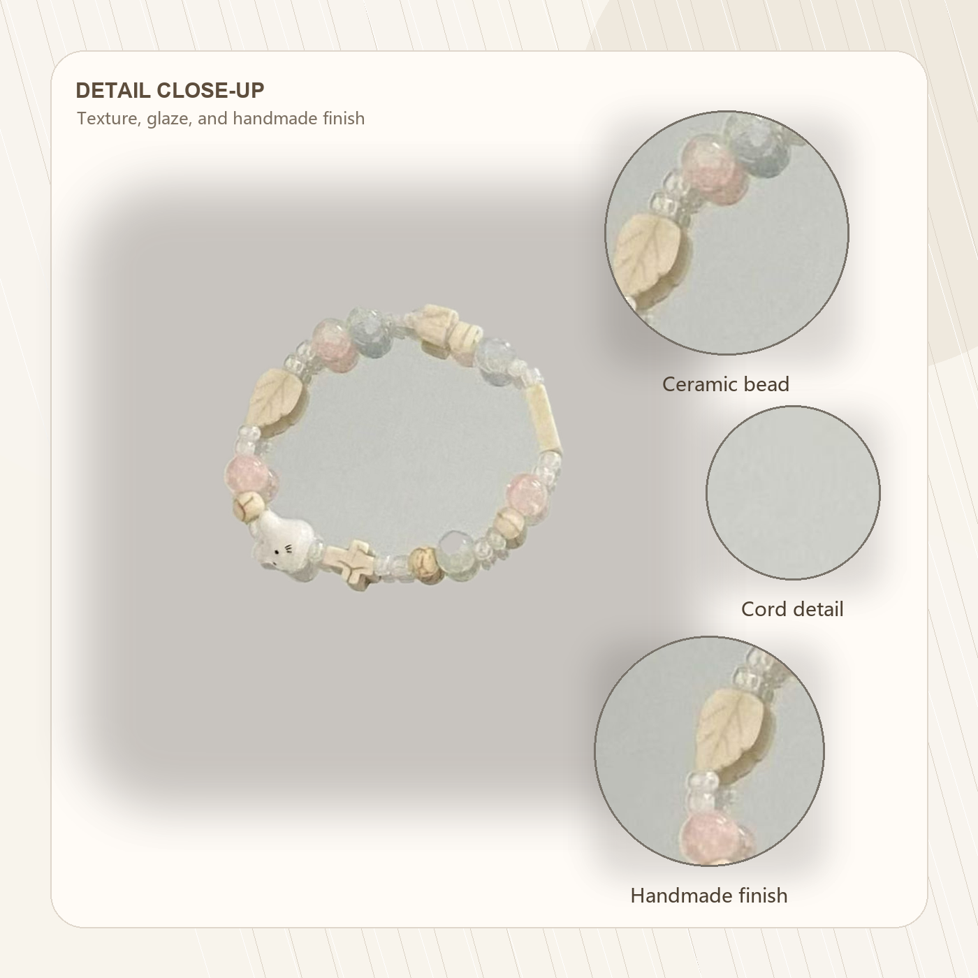 Jingdezhen Macaron Bunny Star Ceramic Bracelet