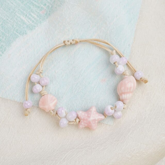 Jingdezhen Pink Starfish Shell Ceramic Bracelet