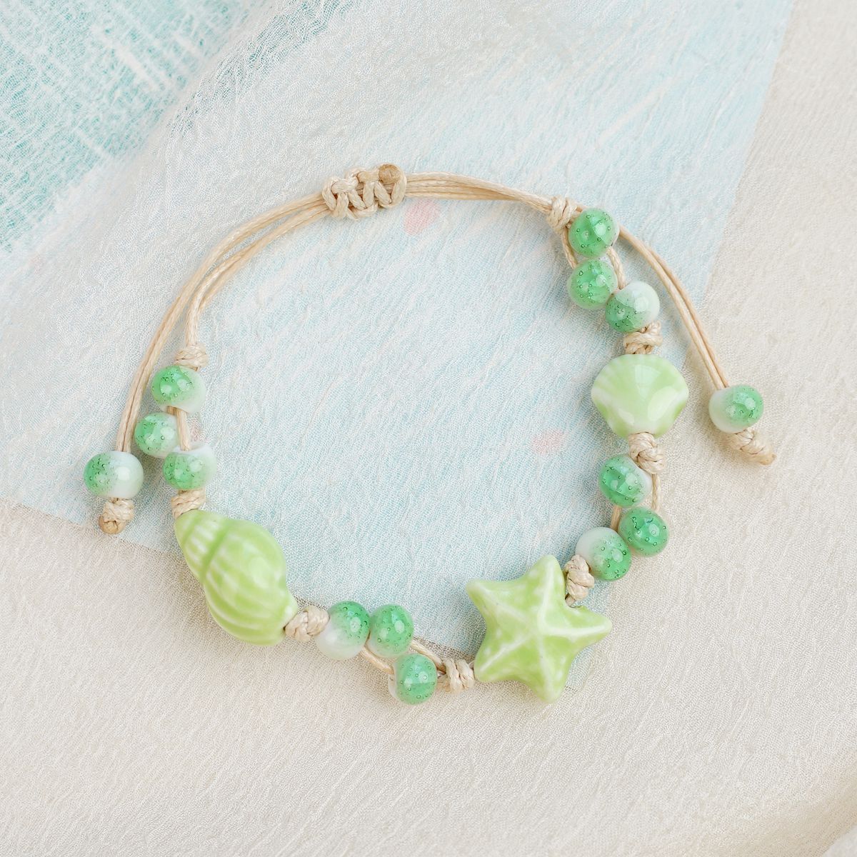 Jingdezhen Pink Starfish Shell Ceramic Bracelet