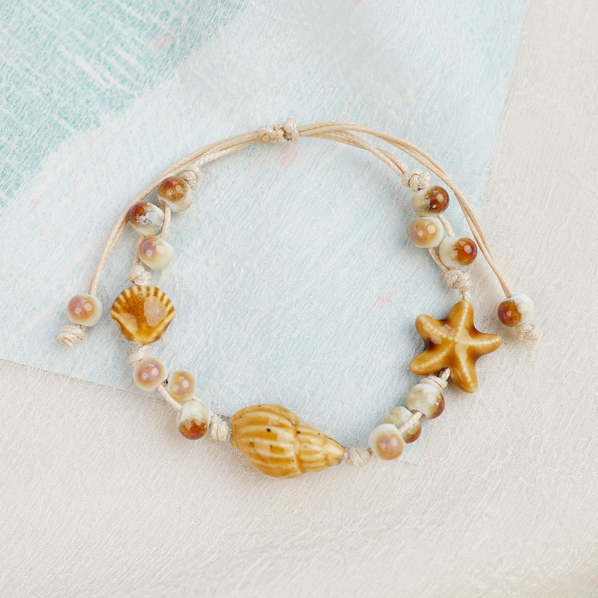 Jingdezhen Pink Starfish Shell Ceramic Bracelet