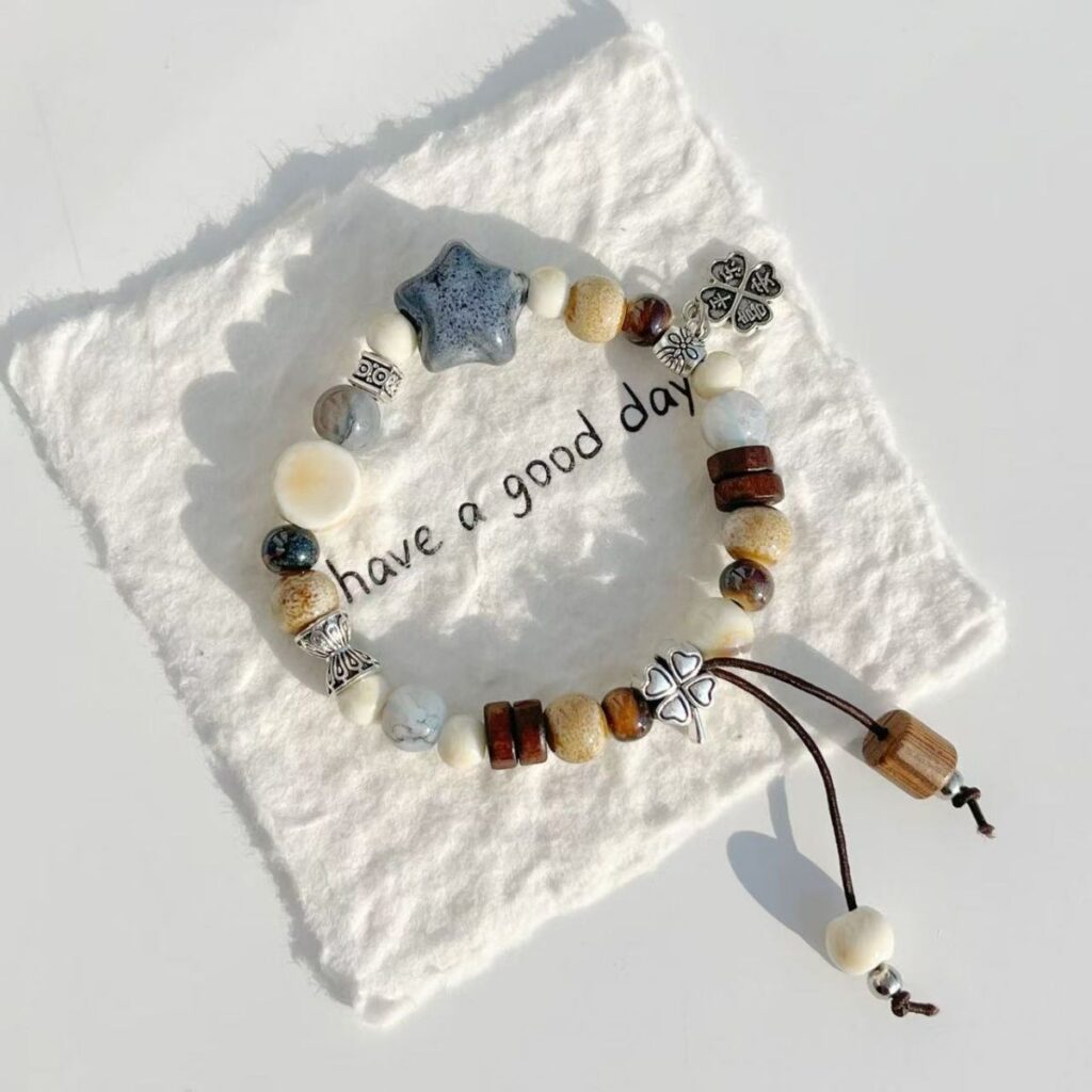 Jingdezhen Vintage Glazed Star Ceramic Bracelet