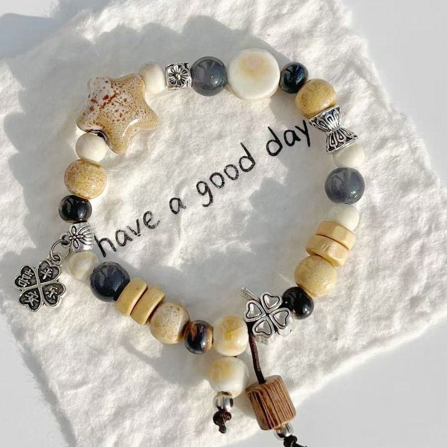 Jingdezhen Vintage Glazed Star Ceramic Bracelet