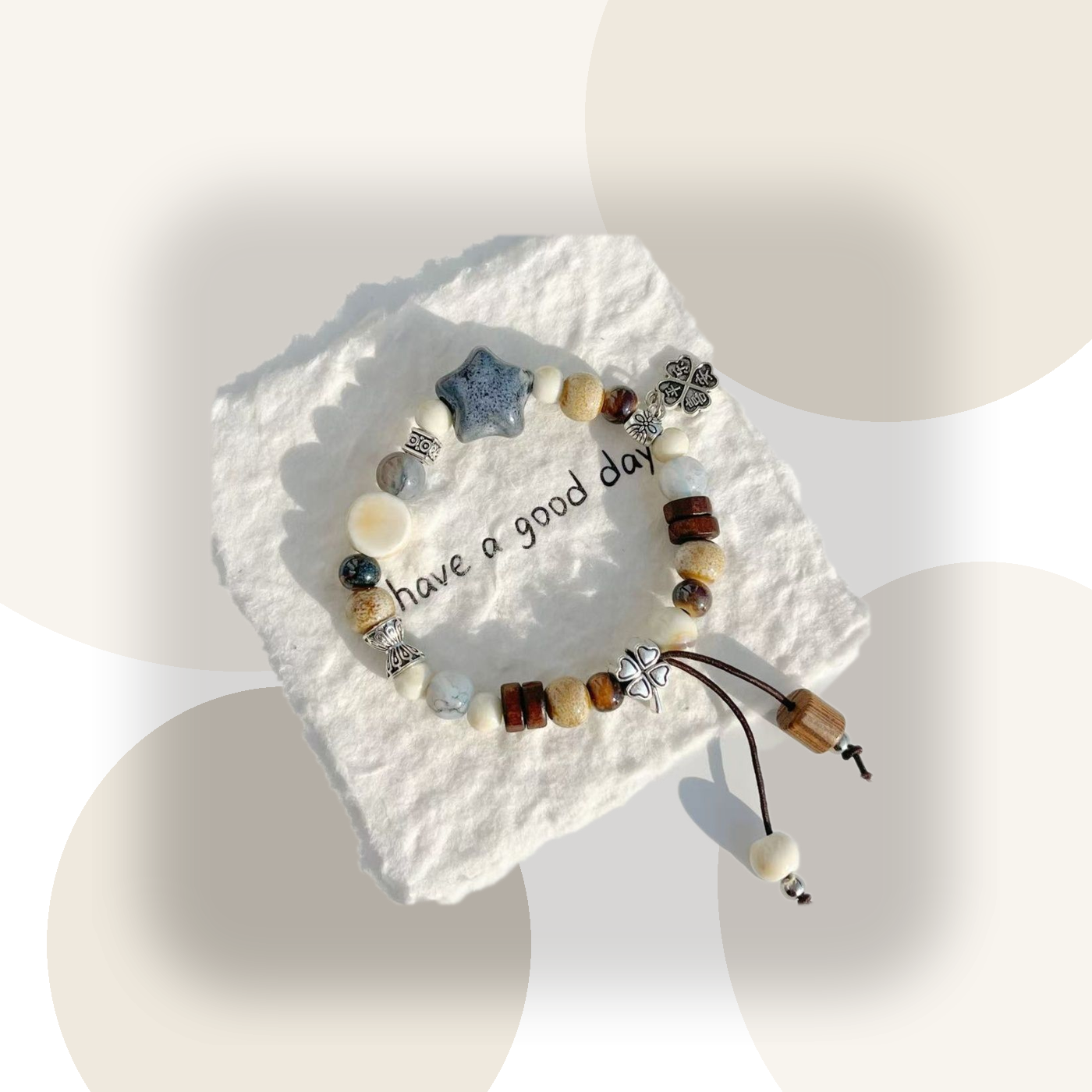 Jingdezhen Vintage Glazed Star Ceramic Bracelet