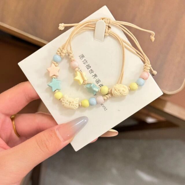 Jingdezhen Pastel Star Cat Ceramic Bracelet