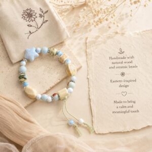 Jingdezhen Blue White Star Ceramic Beaded Bracelet