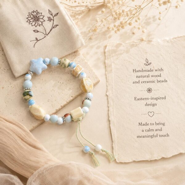 Jingdezhen Blue White Star Ceramic Beaded Bracelet