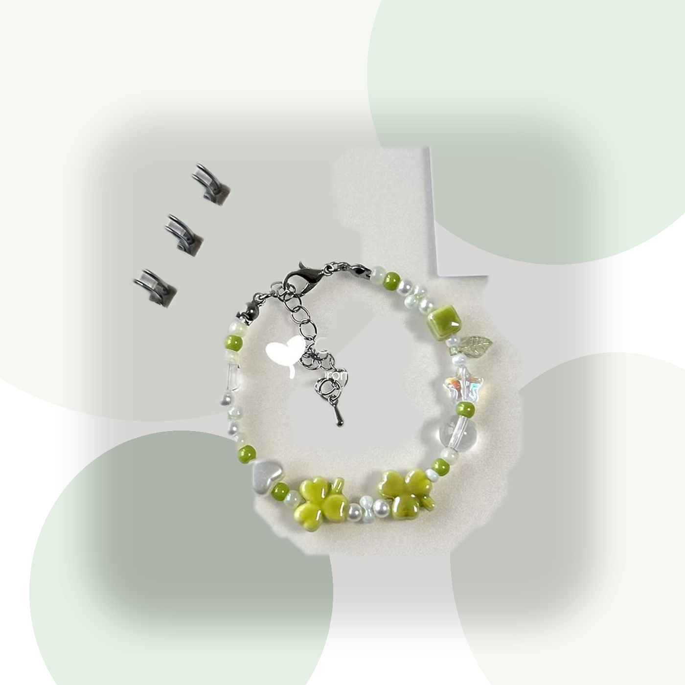 Jingdezhen Green Lucky Clover Ceramic Bracelet