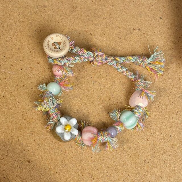 Jingdezhen Color Cord Ceramic Flower Bracelet
