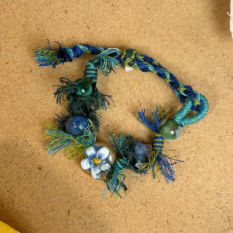 Jingdezhen Color Cord Ceramic Flower Bracelet