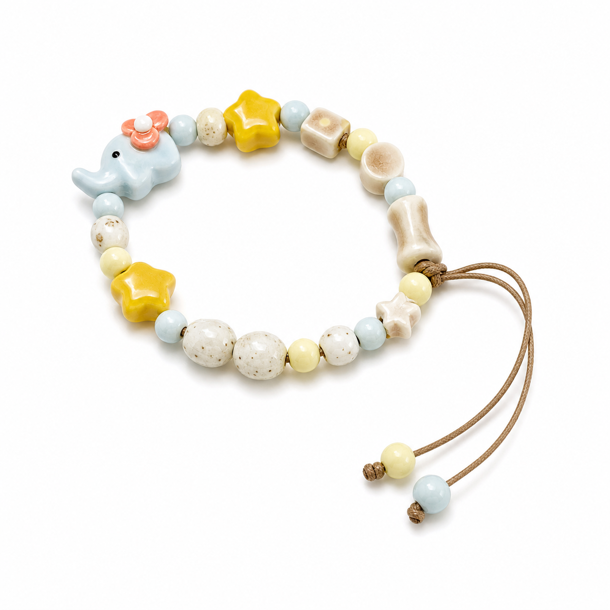 Jingdezhen Little Elephant Yellow Blue Ceramic Bracelet