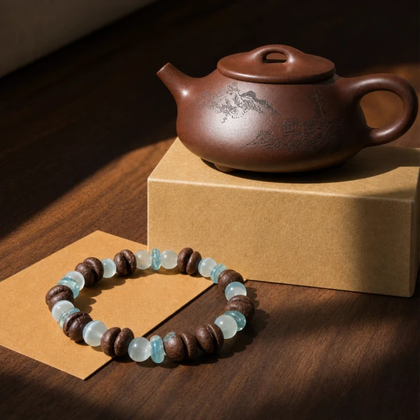 Capricorn Quiet Reward Pairing — Coffee Bean Bracelet & Yixing Zisha Teapot